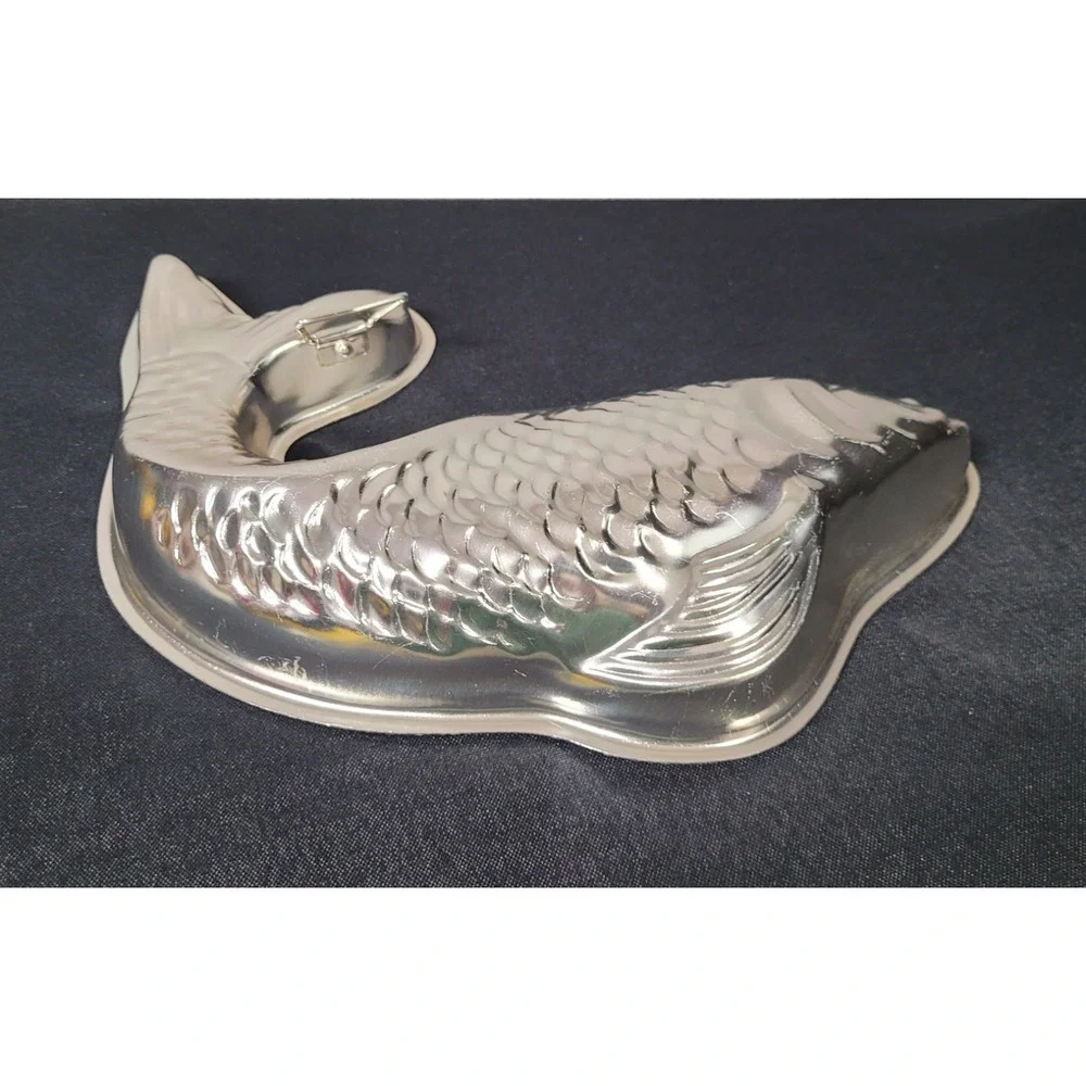 Vintage 1970s Hong Kong Aluminum Jumping Fish-shaped Mold or Wall Hanging Decor
